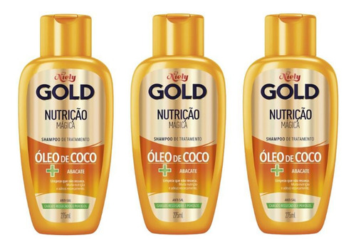 Shampoo Niely Gold 275ml Nutriçao Poderosa - Kit C/3un