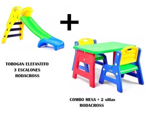 Toboganes Infantiles Elefantito + Mesa Infantil  Rodacross 