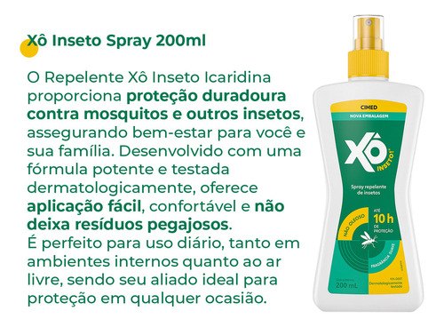 Repelente Xô Inseto Até 10h De Proteção 15% Deet 12x200ml