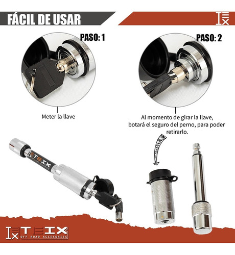 Imagen 5 de 8 de Candado Perno Para Tiron Remolque Universal Teix