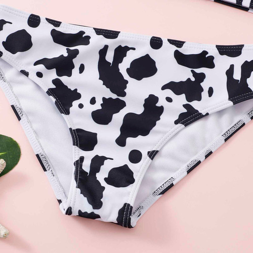 Traje De Baño Para Niñas Con Estampado De Vaca, Cómodo, Sin