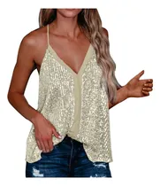 Comprar Chalecos De Lentejuelas H Para Mujer Blusa Halter Con Cuello