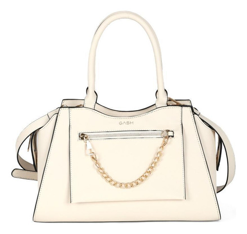Bolsa Grande Offwhite Alça Dupla Bolso Frontal Tiracolo