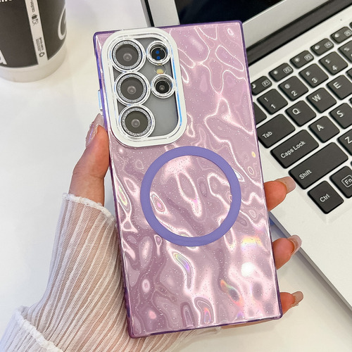 Funda Magnética Chapada En Colores Y Arrugas Brillantes Para Samsung S24 Ultra S24 + S23 Ultra A55 A35 A25 A15 A54