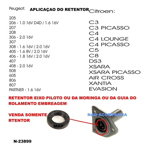 Retentor Do Eixo Piloto Peugeot 206/207/xsara/c4