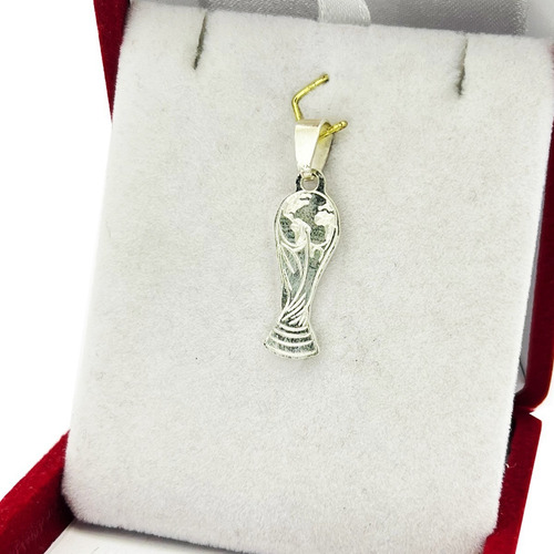 Dije Plata 925 Copa Mundo Mundial Qatar Medalla Chata Futbol Color Plateado