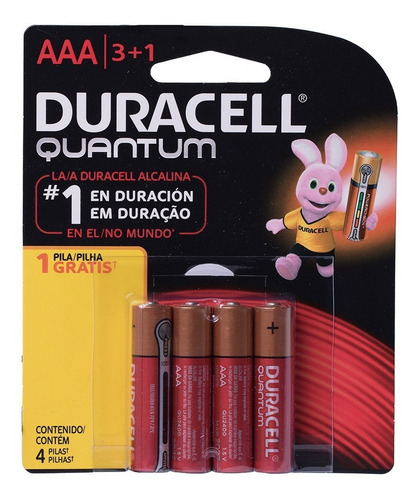 Imagem 3 de 5 de Cartela C/4 Pilha Quantum Duracell Aaa Alcalina
