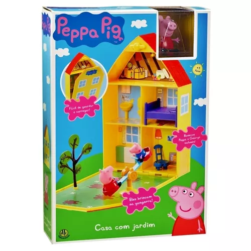 Casinha Da Peppa Pig Com Jardim Brinquedo Com Bonecos - Dtc