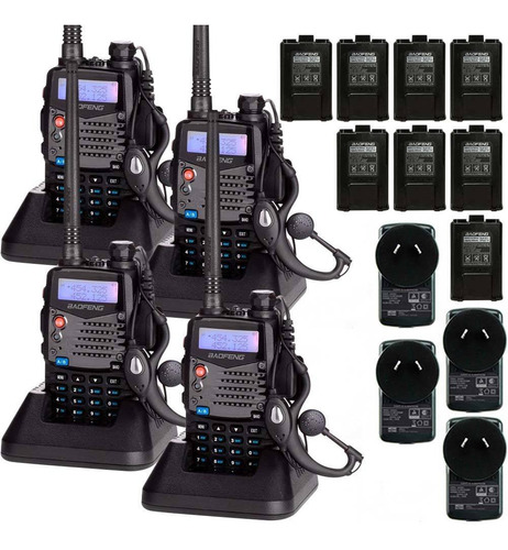 Kit 4 Unidades Handie Baofeng Bibanda Uv5ra Uhf Vhf Handy Bandas de frecuencia UHF-VHF Color Negro