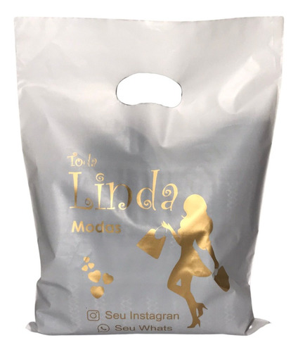 Sacola Personalizada Plástica 100unid/ 40x50 Espes.0,12