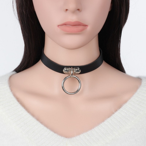Gargantilla Gótica Con Cuello De Cuero Geométrico Negro Punk