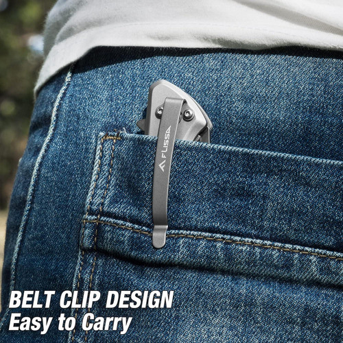 Cuchillo De Bolsillo Flissa Edc Plegable 8.3 Cm Titanio Y