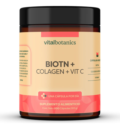 Biotina Pura + Colágeno Hidrolizado 200 Caps | Vitalbotanics