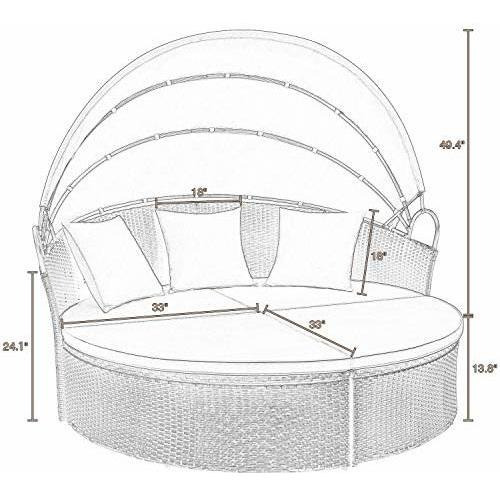 Devoko Muebles De Patio Al Aire Libre Redondo Daybed Con Dos