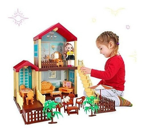 Princess Dollhouse Building Toys Con Lcd Light Dream House P 
