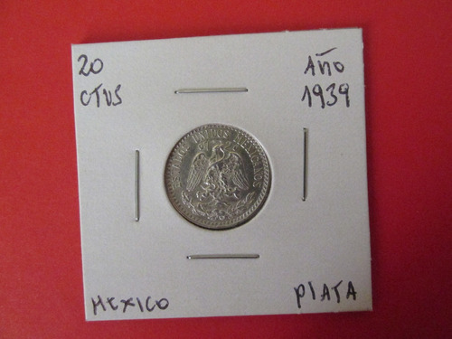 Antigua Moneda 20 Centavos Mexico De Plata Año 1939