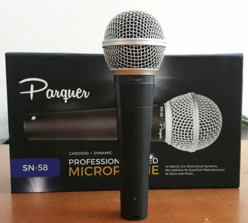 Micrófono Parquer 58 Dinámico Cardioide Voz Con Cable Cuota Color Negro