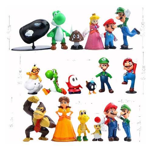 Figuras De Acción De Super Mario Bros De 18pcs Juguetes Para