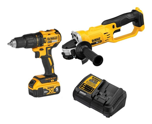 Kit Taladro Percutor Dcd778b+esmeril Angular Dcg412b Dewalt