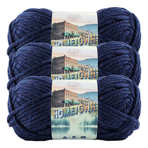 (3 Unidades) Lion Brand Hometown Yarn San Diego Navy 135-11.