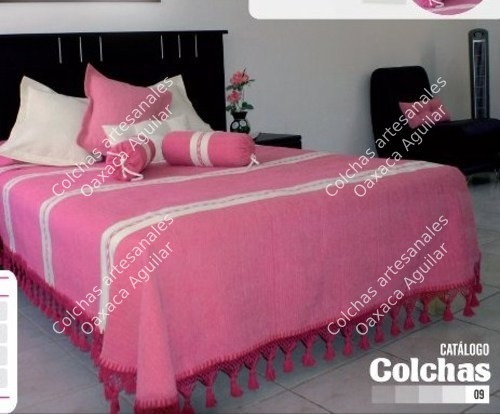 Set Completo Colcha King Size Algodon Mod Rosa Artesananal 