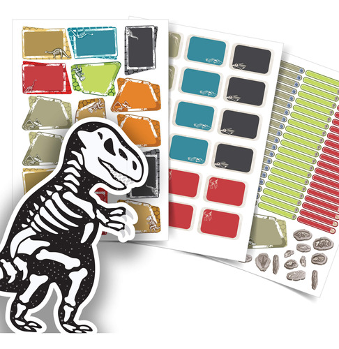 Etiquetas Personalizadas Material Escolar Dinossauro Jumbo