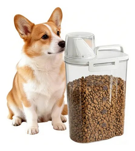 Porta Ração 2.5l Com Tampa Dispenser Pet Gato Cachorro Transparente