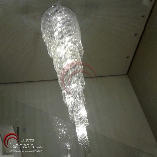 Pendente Cristal Espiral Ø60cm - Pé Direito Duplo Teto Alto
