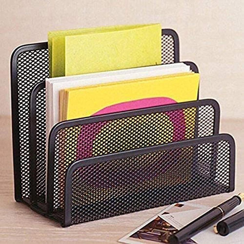 Organizador De Metal De Papéis Para Mesa Com 3 Divisões