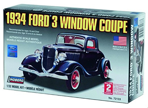 Lindberg 1934 Ford Coupe 3 Ventana 1/32 Escala Kit Car Model