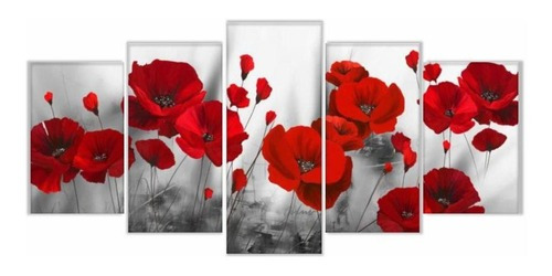 Quadro Decorativo Flores Vermelhas 129x61