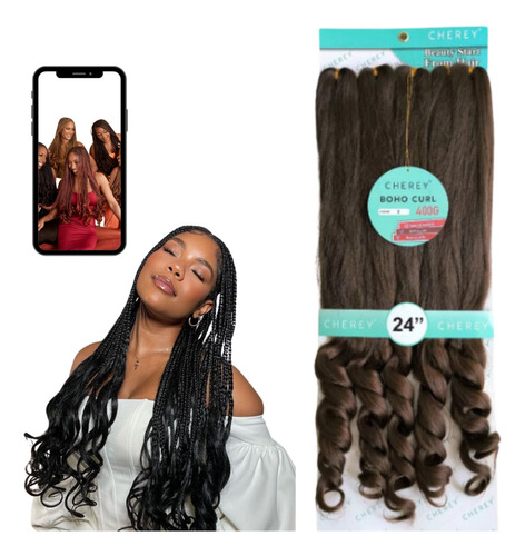 Cabelo Boho Curl Jumbo French Braids Trança Com Cachos 400g Cor Cor 8 Castanho Claro Chocolate