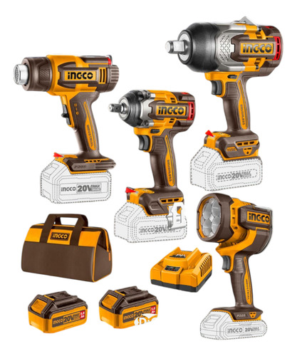 Combo Llave De Impacto 1350mn Y 500mn+linterna+p.de Calor + Naranja 20