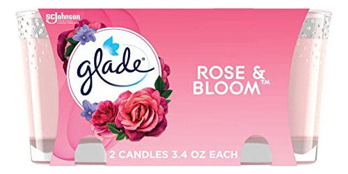 Glade Candle Jar, Ambientador, Rosa Y Floración, 3.4 Oz, 2 