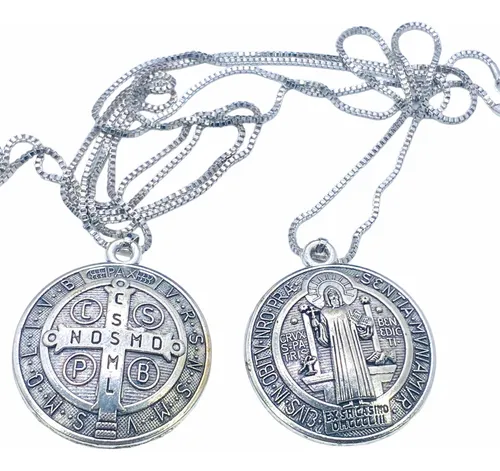 comprar Collar Gran Medalla Medallón Relieve San Benito Proteccion
