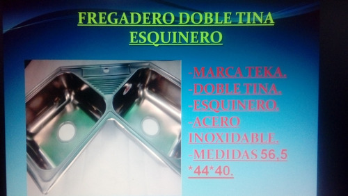 Fregadero Doble Tina Esquinero Acero Inoxidable Marca Teka