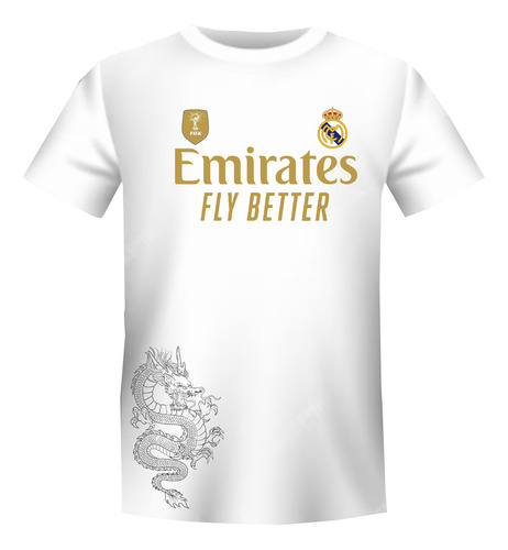 Playera Real Madrid Futbol Logo Dragon Algodon Hombre