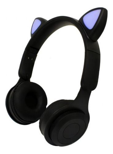 Diadema Bluetooth Audifonos Orejas De Gato Con Luz Led Color Negro