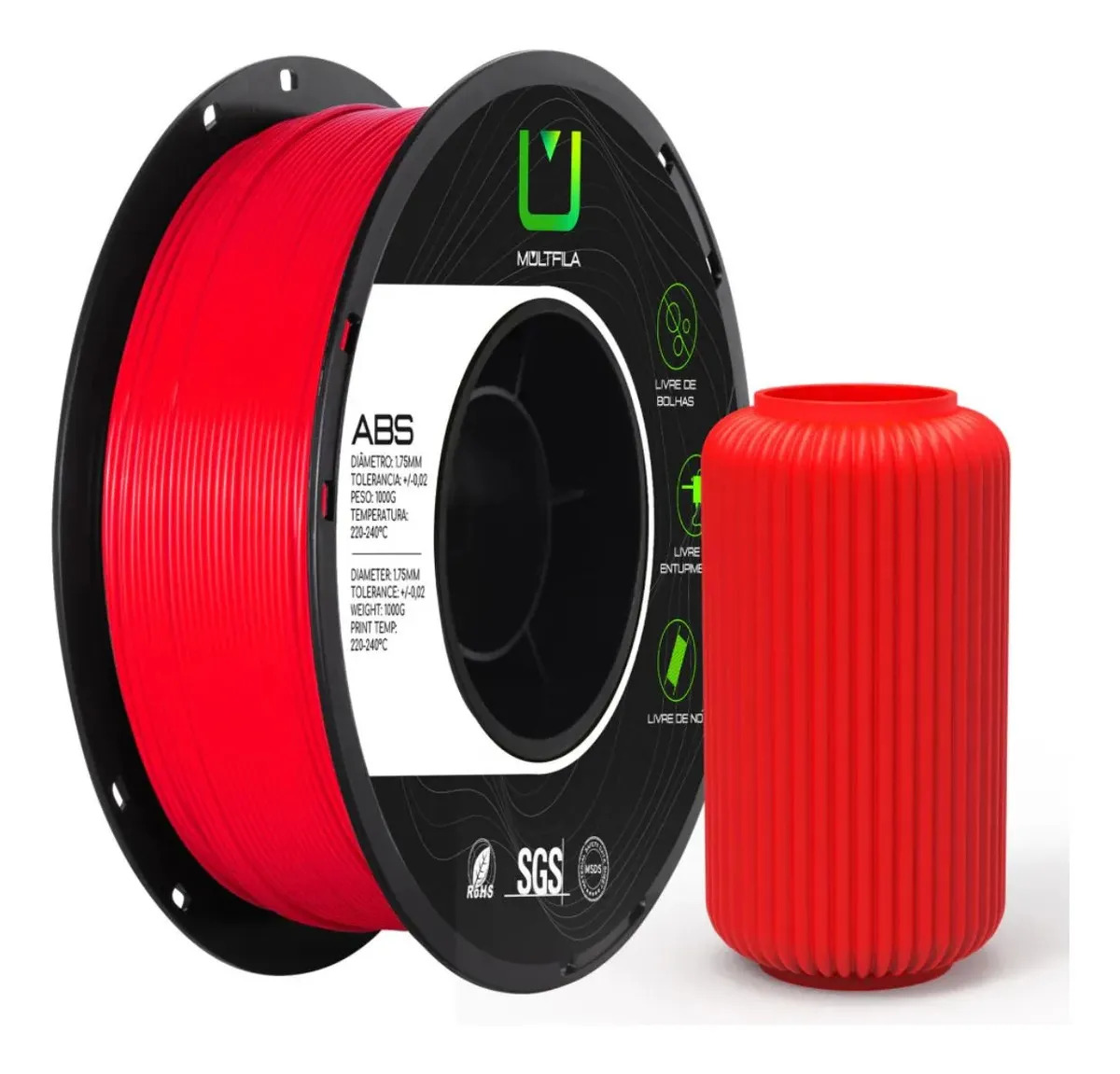 ABS Multfila 1kg Vermelho