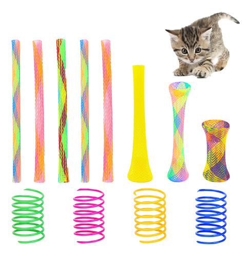 Juego De 55 Juguetes De Resorte Para Gatos, Colorido Juguet.