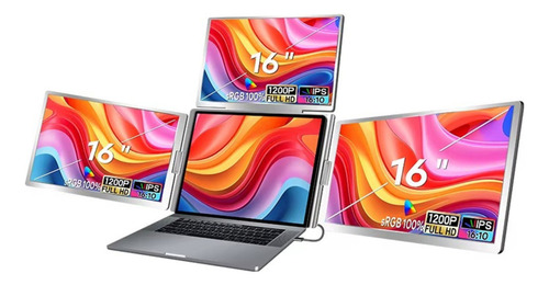 Triple Monitor Para Laptop 16 Pulgadas Srgb 100% 16:10 Color Plateado