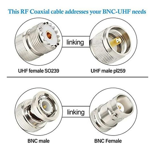 Xrds -rf Uhf Hemble So239 A Cable Mal De 10 Pies, Bnc A Uhf