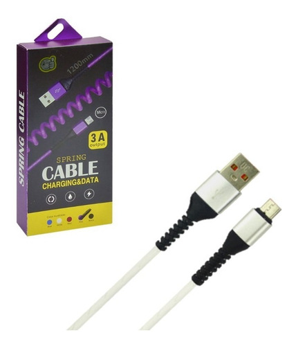 Cable Usb Micro 5 Pin/ Espiral / 1.2 Metros / 3 Amp.