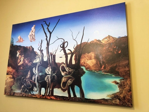 Imagen 2 de 9 de Cuadro-dali- Cisnes Que Reflejan Elefantes- Hd 100x70cm.
