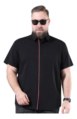 Camisa De Manga Corta A Rayas Casual De Verano De Talla Gran