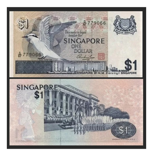 Grr-billete De Singapur 1 Dollar 1976 - Ave Charrán Negro