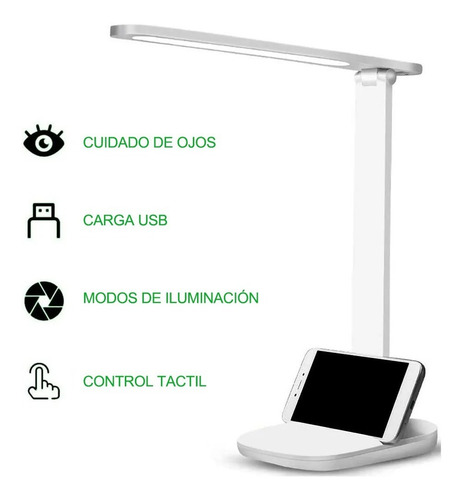 Imagen 1 de 9 de Lámpara Led De Lectura Para Escritorio, Recargable Usb