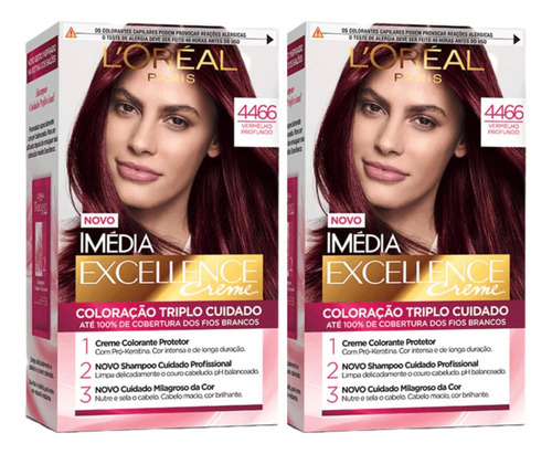 Coloraçao Imedia 4466 Vermelho Profundo - Kit Com 2un