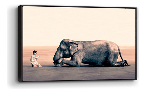Cuadro Canvas Marco Flotado Elefante Hindu 60x90cm