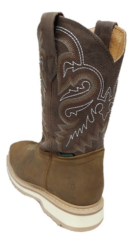 Bota Vaquera Rodeo Purepecha Piel Con Casquillo Punta U Goma
